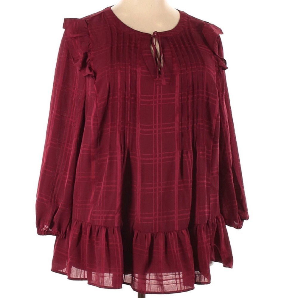 Lane Bryant berry red ruffle peasant top‎ 26/28 NWT